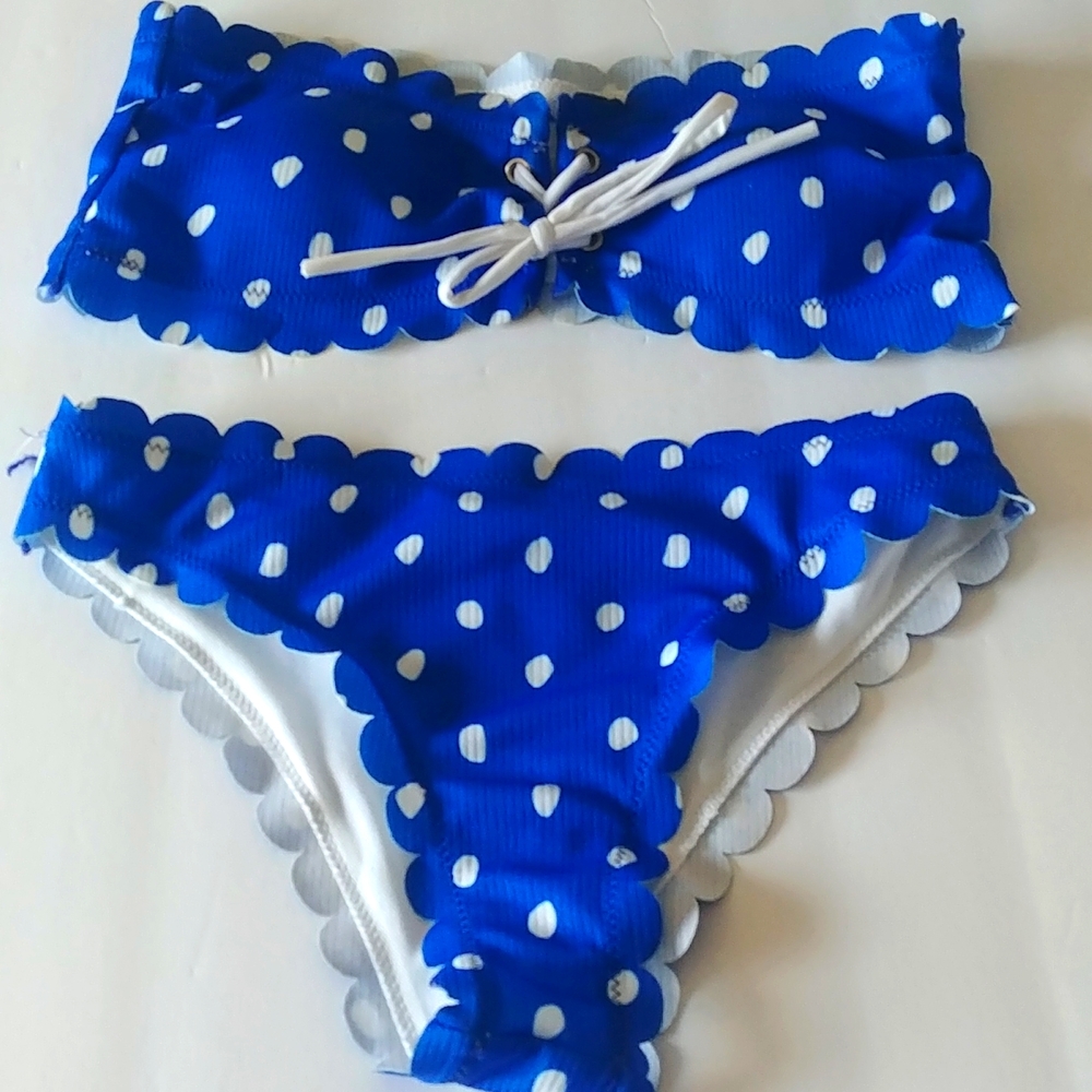 Blue & White Polka Dot Bikini 2pc